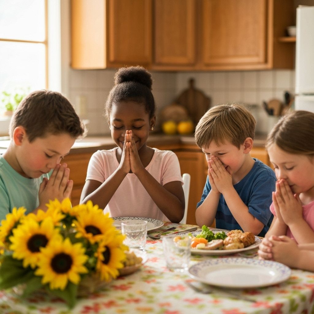 Children praying before meals