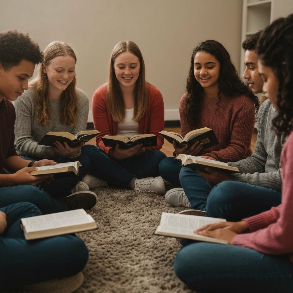Students reading Bible stories