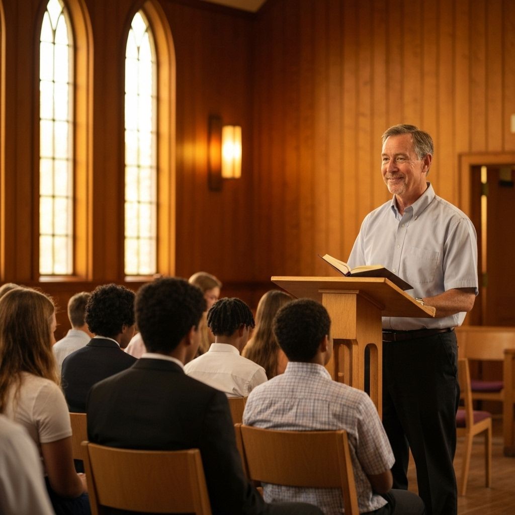 Teacher leading chapel worship
